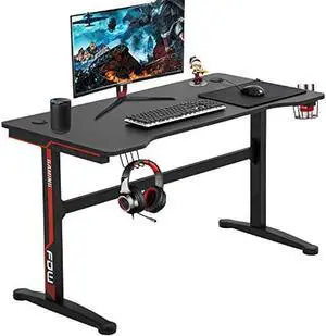 Gaming Desk Computer Desk Home Office Desk Extra Large Modern Ergonomic PC Carbon Fiber Writing Desk Table with Cup Holder Headphone Hook