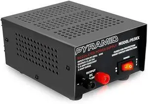 Pyramid Universal Compact Bench Power Supply - 2.5 Amp Linear Regulated Home Lab Benchtop AC-to-DC 12V Converter w/ 13.8 Volt DC 115V AC 50 Watt Power Input, Screw Type Terminals, Cooling Fan PS3KX