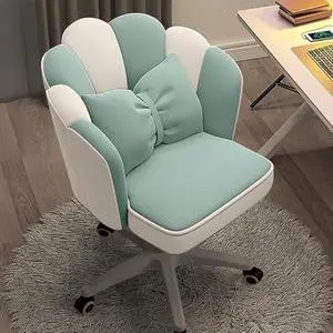 Vanity Chair Velvet Petal Desk Chair Upholstered Modern Tufted Home Office Chair with Back, Height Adjustable Computer Task Chair for Bedroom Living Room