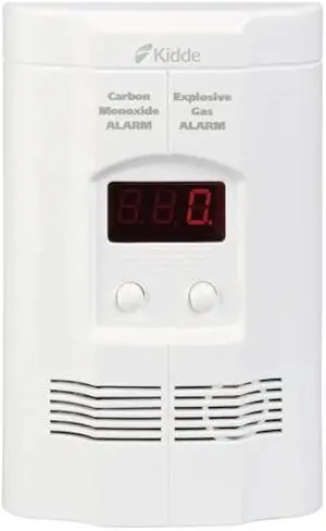 Kidde Carbon Monoxide Detector, Propane, Natural, Methane, & Explosive Gas Alarm, Plug-In Wall with 9-Volt Battery Backup, Digital LED Display