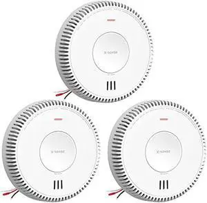 X-Sense Hardwired Combination Smoke and Carbon Monoxide Detector, Hardwired Interconnected Smoke and CO Detector Alarm with Replaceable Battery Backup, XP04, 3-Pack