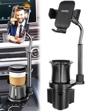 Cup Phone Mount for Car, 2 in 1 Universal Cup Phone Holder for Car, Stretchable Long Neck Car Phone Mount, Hands Free 360° Rotation Compatible with All Smartphones Cup Phone Mount for Car, 2 in 1 Universal Cup Phone Holder for Car, Stretchable Long Neck Car Phone Mount, Hands Free 360° Rotation Compatible with All Smartphones