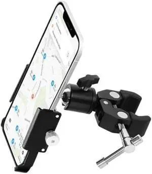 Phone Holder with Clamp for Golf Cart, All Metal Universal Phone Holder Handlebar Mount Clamp for Golf, Stroller, Bicycle, Bike, Wheelchair