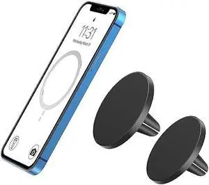 TechMatte for Magsafe Car Mount, Magnetic Air Vent Phone Holder for Car Compatible with iPhone 17 16 15 14 13 12 Pro Max Plus Mini & MagSafe Case, Portable Electronic Device Mount (2 Pieces, Black)