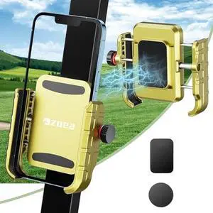 ZOEA Golf Cart Magnetic Phone Holder, Smartphone Mount, Ultra Strength Magnet Golf Phone Caddy, 360°Rotatable/One-Handed Pick & Place View Golf Cart Accessories Golf Gifts (Gold)