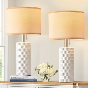 20" Modern Ceramic Table Lamps Set of 2, Lamps for Bedroom, White 20" Modern Ceramic Table Lamps Set of 2, Lamps for Bedroom, White