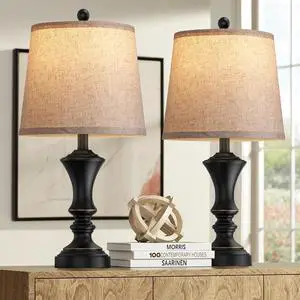 Retro Table Lamps Set of 2, Nightstand Lamp for Bedroom Vintage Rustic Table Lamps for Living Room Traditional Nightstand Bedside Lamps 22" (Black) Bulb NOT Included