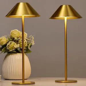 Bojim Gold Cordless Lamp Set of 2, Rechargeable Touch Table Lamps with 3 Color Dimming, Portable Wireless Lamps for Reading/Home Decor