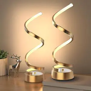 NUÜR Table Lamps for Living Room Set of 2, Gold Dimmable LED Lamp, Small Bedside Lamps, Nightstand Lamp for Bedroom Home Office Living Room