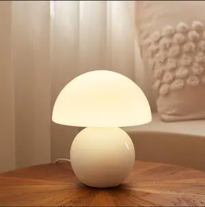 Mushroom Lamp Table Lamp for Bedroom,Desk Bedside Small Lamps for Living Room Night Stands,Mushroom Decor Cute Mini Modern Mid Century Lamps,Unique Aesthetic Home Living Room Decor(White)