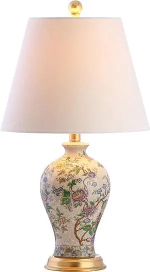 JONATHAN Y JYL3009A Grace 24" Floral LED Table Lamp Classic Cottage Bedside Desk Nightstand Lamp for Bedroom Living Room Office College Bookcase LED Bulb Included, Multicolor