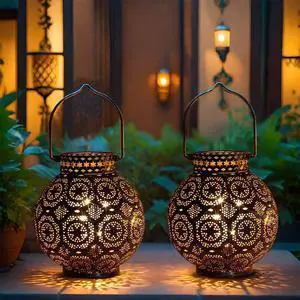 TRIROCKS Set of 2 Moroccan Style Metal Table Lamp 18 cm H Battery Powered Cordless Lamp with LED Fairy Lights Bulb Perfect for Home Living Room Parties Tabletop Indoors (Brown) TRIROCKS Set of 2 Moroccan Style Metal Table Lamp 18 cm H Battery Powered Cordless Lamp with LED Fairy Lights Bulb Perfect for Home Living Room Parties Tabletop Indoors (Brown)