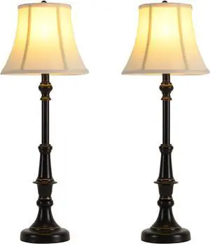 2 Pack Vintage Style Buffet Table Lamp, Traditional Bedside Lamps, Tall Table Lamp Set of Two for Living Room, Bedroom