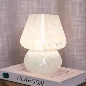 USB Plug-in Mushroom Lamp Small Bedside Table Lamp with 3 Temperature LED Bulb, Free Dimming Nights Light for Bedroom/Living Room/Entryway/Corner Decor or New Home Gift(Rainbow White)