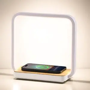 WILIT Bedside Lamp with Qi Wireless Charger, A13 Table lamp 3 Step Dimmable Touch Control Desk Lamp for for Living Room, Bedroom, Kids Room.
