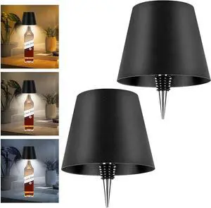 2 Pack Wine Bottle Lamps, 2025 New 3 Color Rechargeable Wireless Bottle Lamps, Bottle Lamp Kit for Liquor Bottles with Touch Dimming for Parties, Restaurants & Home Decor (Black)