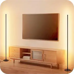 Corner Floor Lamp, 2 Pack Modern Floor Lamp with Remote and Stepless Dimmable Colors Temperature & Brightness, Standing Lamps for Living Room Bedroom Office