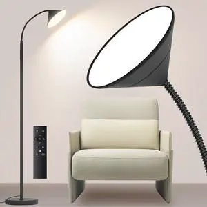 76" LED Floor Lamp, 18W/1800LM Super Bright Reading Standing Lamp,Stepless Dimmable&Adjustable Color Temperature 2700K-6500K w/Remote& Touch Control Lamps for Living Room Bedroom Office Black