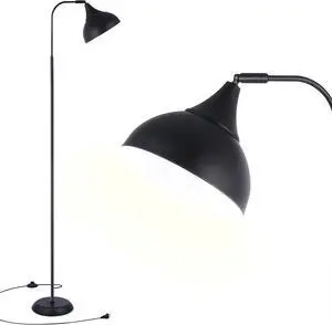 Industrial LED Floor Lamp,Black Metal Adjustable Standing Lamp for Living Room, Bedroom, Office,Rotating Head Tall Reading Lamp for Sofa or Desk, Modern Home Decor (Industrial, Tall)