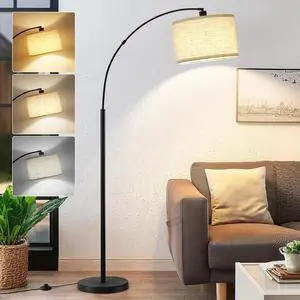 Luvkczc 71" Arc Floor Lamps for Living Room, Standing Lamp with Adjustable Head, Tall Pole Lamp with Foot Switch, Arched Reading Light for Bedroom, Office, 9W 3 Color Temperatures Bulb Included