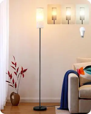 EDISHINE Floor Lamps for Living Room, 63.7in Minimalist Standing Lamp with 9W LED Bulb, 3 Color Temperature, Modern Corner Lamp for Bedroom, Nursery, Office, Foot Pedal Switch, Black