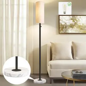 Floor Lamp for Living Room,Dimmable Floor Lamp with LED Bulb,Modern Standing Lamp with Marble Base,Tall Standing Lamps for Living Room,Bedroom,Office,Reading and Nursery(Black)