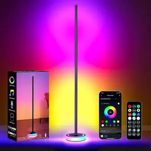 Corner Floor Lamp - Smart RGBICW LED Corner Lamp with App & Remote Control, 16 Million DIY Colors & 68+ Scene, Music Sync, Timer Setting, Modern Floor Lamp for Bedroom, Gaming Room, Room Decor
