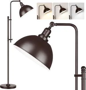 PARTPHONER Industrial Floor Lamp Adjustable, Rustic Farmhouse Reading Lamp in Aged Brown Finish Modern Standing Lamp with Remote Control Metal Shade for Living Room Bedroom Study Room Office Hotel