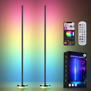 Corner Floor Lamp 2 Pack,RGBICW LED Corner Lamp with 1300lm Smart Modern Floor Lamp,App & Remote Control,Music Sync,Color Changing Standing Lamp for Bedroom Living Room and Gaming Rooms