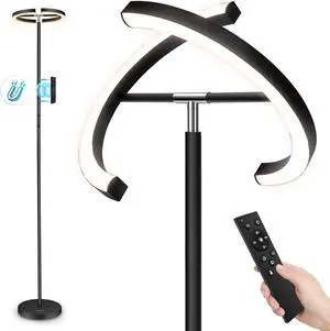 FIMEI Split Floor Lamp Modern LED Rotatable Floor Lamp, Eye-Protection Reading Standing Lamp with Stepless Dimming and 3000K-6000K Color, Separately Rotatable Design, Black