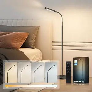 Floor Lamp for Living Room, bedrooms,Work,Study and Home Decor.with Remote Control.4 Color temperatures LED Bulb.Lighting Brightness Adjustable from 10%-100%.Modern Reading Standing lamp.