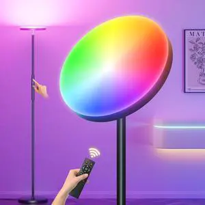 RGB Torchiere Floor Lamps for Living Room, 3600LM 36W Bright LED Standing Lamp with Remote, Modern Color Changing Tall Lamp with Stepless Dimming, 69" Corner Floor Lamp for Bedroom, Office