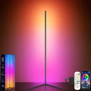 Corner Lamp, Led Floor Lamp, RGB Ambient Lighting, Smart Modern Floor Lamp with Remote, Color Changing Dimmable Corner Light with Music Sync, Mood Lighting for Bedroom, Living Room Gaming Room