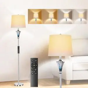 Blue Glass Floor Lamp, Smart Floor Lamps for Living Room, Modern Standing Lamps with Remote Control, Stepless Dimmable Colors Temperature & Brightness, Tall Floor Lamp For Bedroom Office, Home Decor