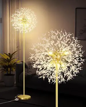 Crystal Floor Lamp, 69'' Modern Floor Lamp for Living Room, Standing Lamp with On/Off Foot Switch, Metal Tall Lamps with 576 PCS K9 Crystals, Gold Pole Living Room Lights Floor Lamps (Gold/8)