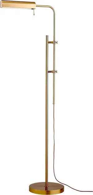 O'Bright Cedric Adjustable Pharmacy Floor Lamp - Industrial Design for Reading, Crafting, Work - 10W LED, Height 45-61 inches - Ideal for Living Room, Bedside, Office - Antique Brass (Gold)