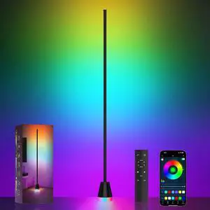 Smart RGB Corner Floor Lamp - LED Corner Lamp with App and Remote Control, 16 Million Colors RGB Floor Lamp with Music Sync, Ambient Lighting Lamp - LED Lamp for Bedroom, Living Room