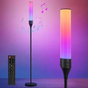 LED Floor Lamp for Living Room, Smart Floor Lamp with Bluetooth Speaker and White Noises, 1600LM Bright Modern Standing Lamp with Music Sync, Remote Control, RGB Corner Lamp for Bedroom, Office