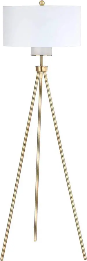 Safavieh Lighting Collection Enrica 66" Brass and Gold Floor Lamp