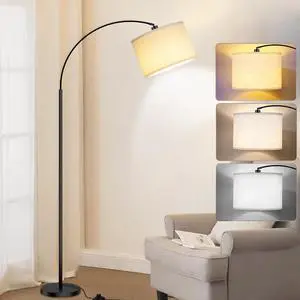 Arc Floor Lamps for Living Room,Modern Standing Lamp with 3 Color Temperature,Over Couch Arched Tall Pole Lamp with Foot Switch for Bedroom,Office,Bulb Included