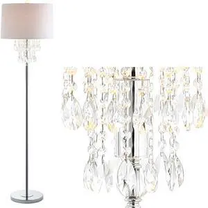 JONATHAN Y JYL2034A Abigail 61" Crystal/Metal LED Floor Lamp Contemporary,Transitional,Traditional,Glam for Bedrooms, Living Room, Office, Reading, Clear/Chrome