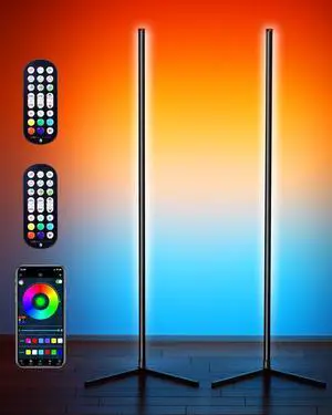 Smart RGB Corner Floor Lamp, APP & Voice Control, 16 Million Color Changing LED Light with Remote, Dimmable Ambient Lighting for Bedroom, Living Room, Game Room