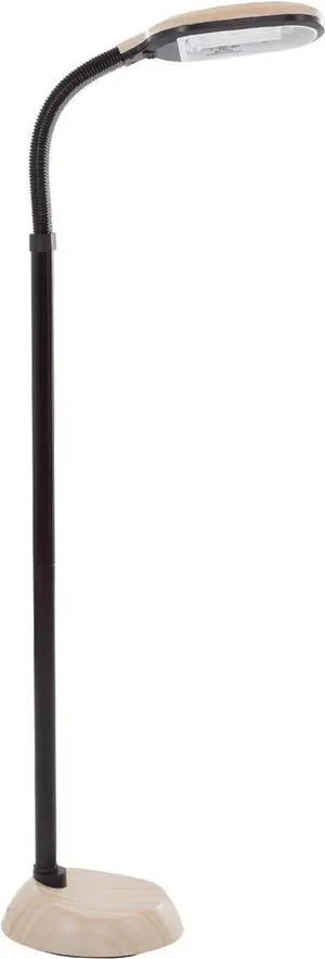 Lavish Home Adjustable Floor Lamp for Bedroom with Bendable Neck - Full Spectrum Natural Sunlight Lamp for Office and Living Room - Reading, Craft, and Esthetician Light (Light Woodgrain)