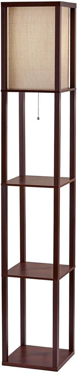 Adesso 3138-01 Wright 63 In. Floor Lamp - Smart Switch Compatible Light Fixtures with Two Storage Shelves. Lighting Accessories , Black