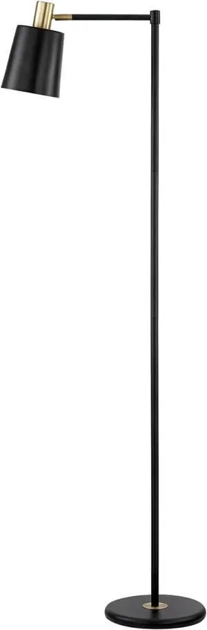 GLOBE Electric 12916 Lex 60" Floor Lamp, Black, Satin Finish, Gold Accents