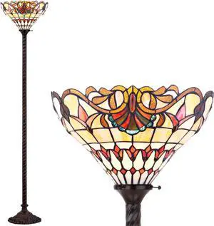 JONATHAN Y JYL8003A Davis Tiffany-Style 70" Torchiere LED Floor Lamp, Tiffany, Traditional, Foot-Step Switch, Office, Living Room, Family Room, Dining Room, Bedroom, Hallway, Foyer, Bronze