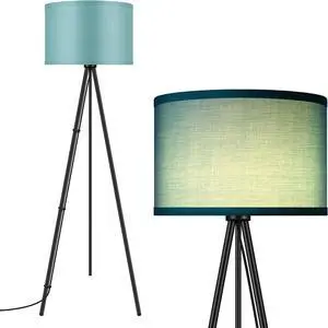 BoostArea Floor Lamp for Living Room, Tripod Floor Lamp, Green Linen Lamp Shade, Blub Not Included,Mid Century Standing Lamp for Living Room, Bedroom, Study Room and Office