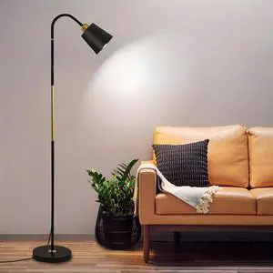 Metal Floor Lamps,3 Color with Adjustable Flexible Gooseneck Standing Lamp,Pole Reading Lamp for Office, Living Room (Black)