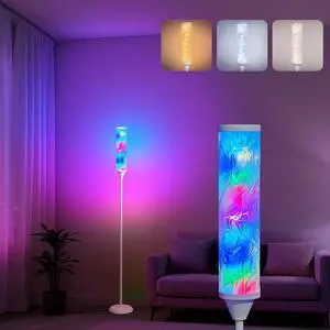 WORLD WIN Prism Glow Floor Lamp with Watter Ripple, Smart RGB LED Corner Floor Lamp with APP & Remote Control, 16M+ and 3 Color Temperatures, Music Sync, Modern Standing Lamps for Living Room Bedroom