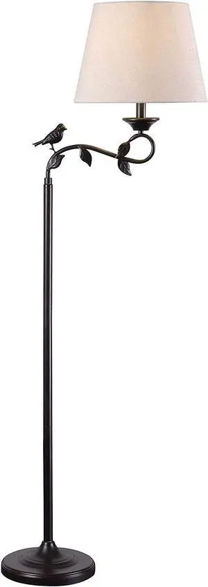 Kenroy Home 32613ORB Birdsong Swing Arm Floor Lamp with Oil Rubbed Bronze with Gold Highlights Finish, Rustic Style, 60" Height, 13.5" Width, 21" Depth